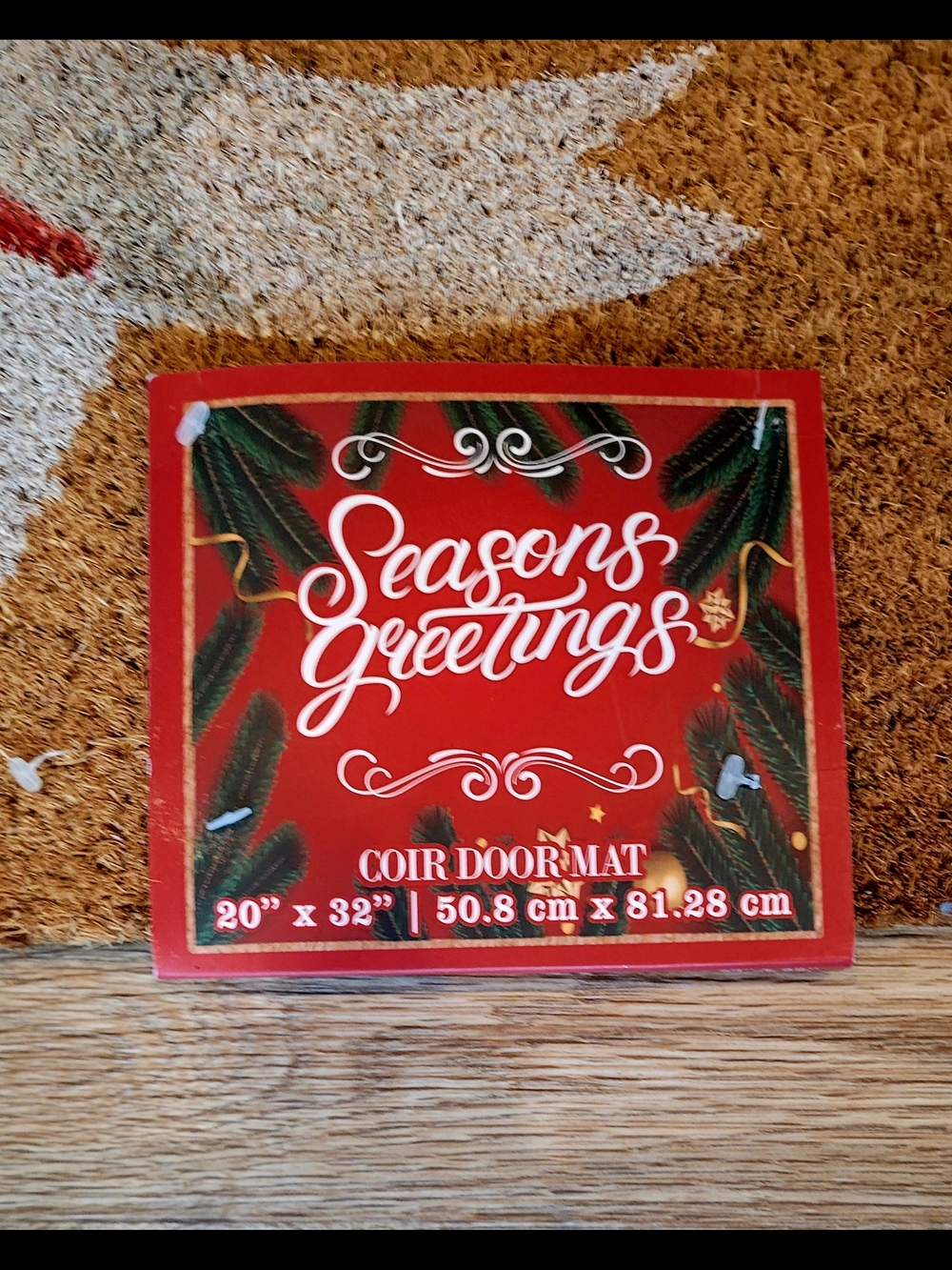 Merry Christmas Wreath Coir Doormat - Picture 2 of 2